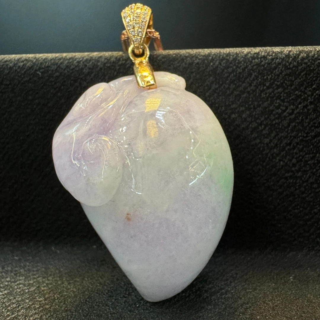 缅甸天然翡翠A货紫罗兰福瓜吊坠非常厚装