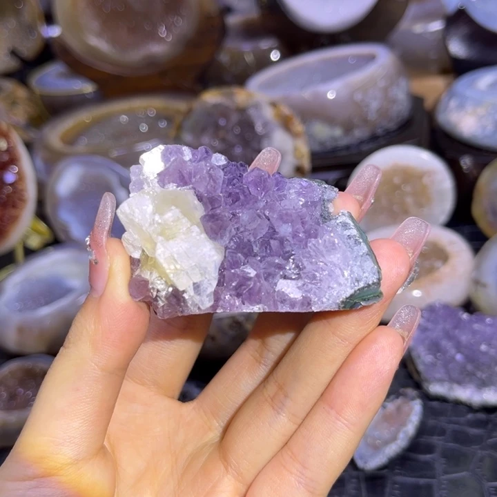 珠宝半成品未镶嵌水晶奇石紫晶簇