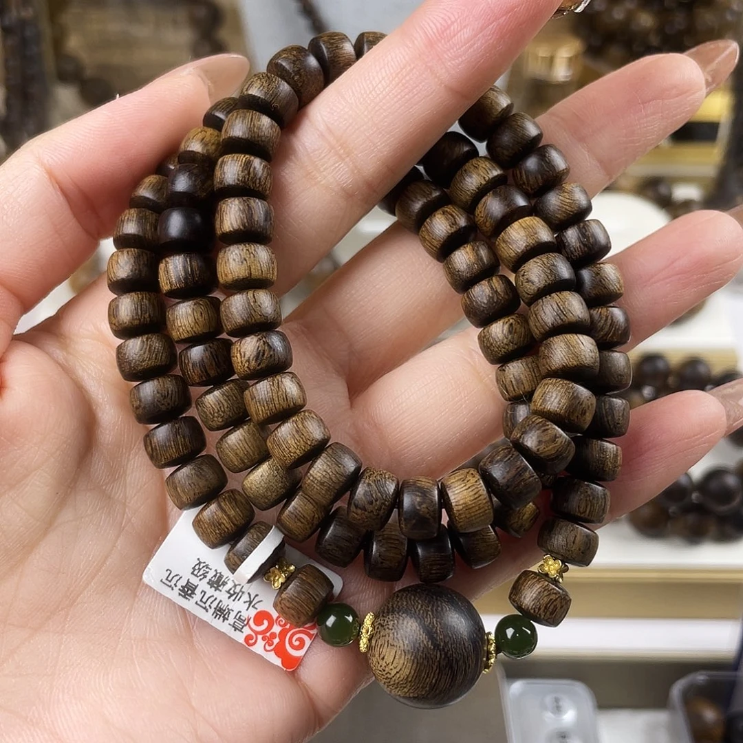 沉香手串富森红土沉窖藏古董玉化瘤疤0.8