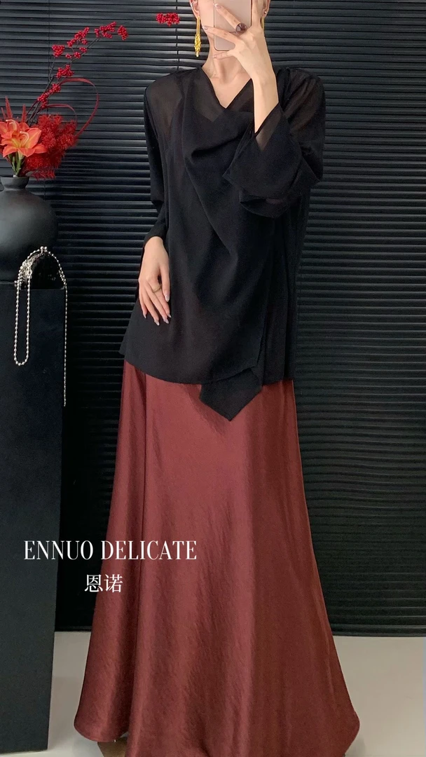 恩诺极简翻领显瘦长袖开衫 T2021（福福）