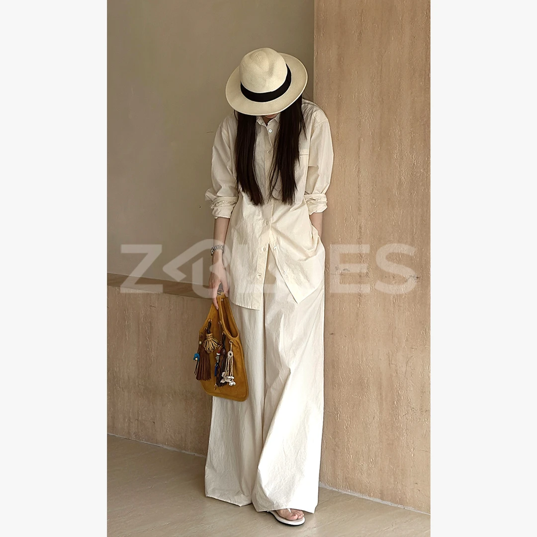 Z.blues【匠心纸感套】近江晒工艺纸感衬衣长裤套装YZRCFS0011TZ