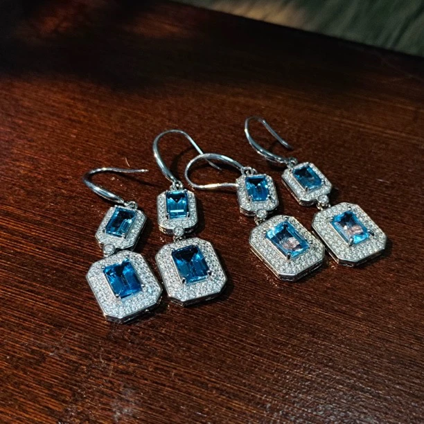 【拾晶轩】天然托帕石耳坠 多样性发一件  A144