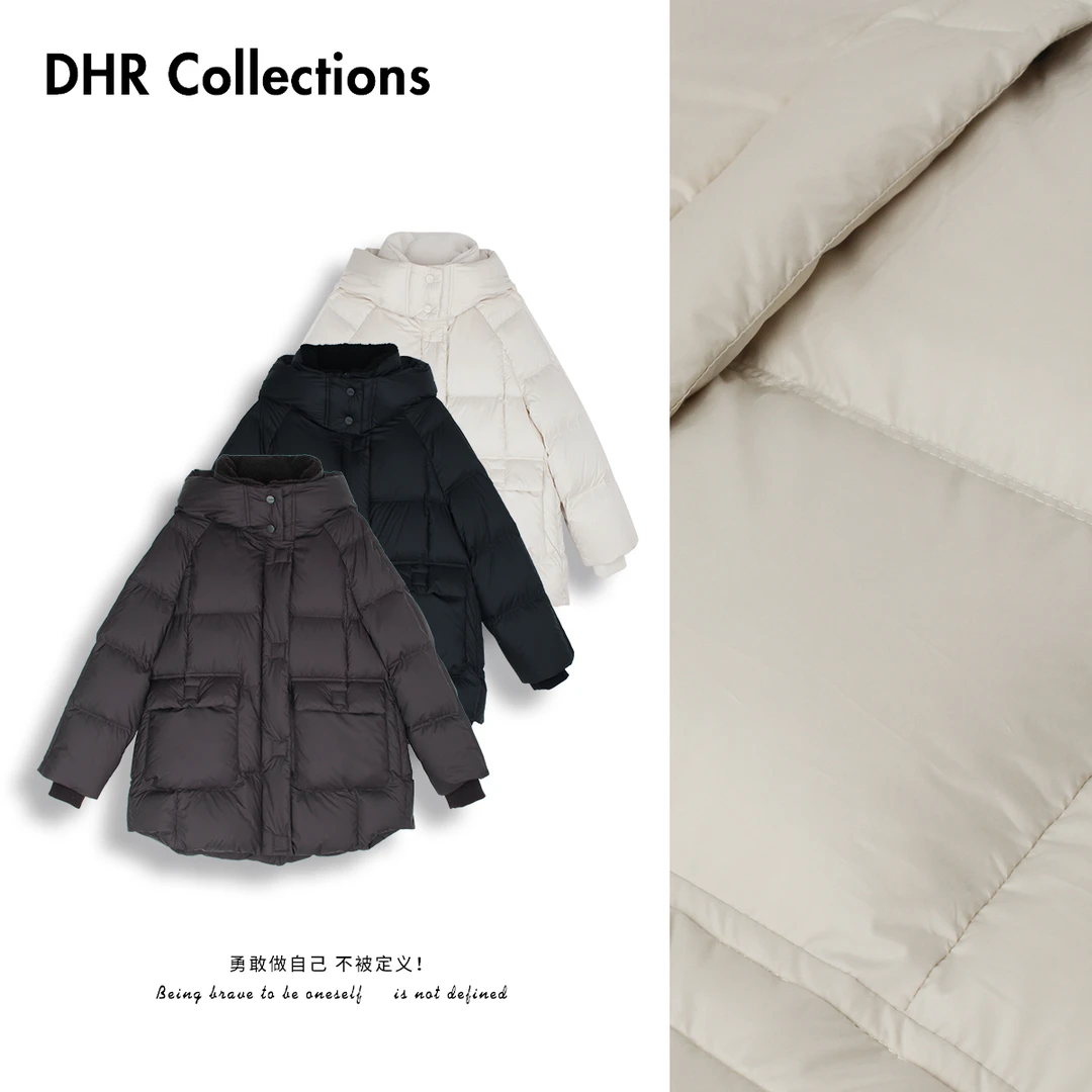 DHR COLLECTTIONS豆豆【】冬季厚款中长保暖羽绒服女连帽-D821