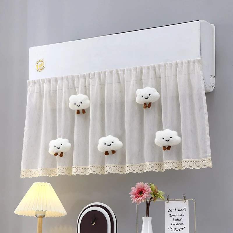 空调挡风板防直吹婴儿遮挡风帘挡风门帘防尘罩纱布艺简约壁挂式