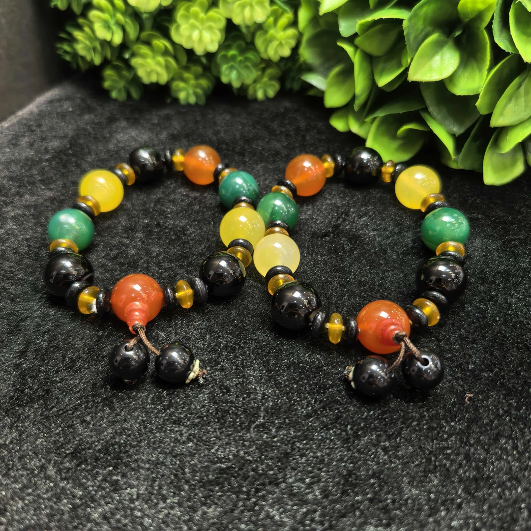 S1050七彩雪域龙皇参玛瑙手串-多样性发货只发一件