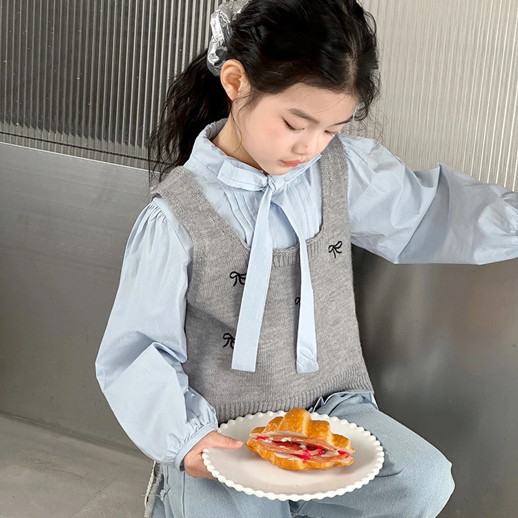 女童春款休闲风卫衣上衣套头韩版打底长袖洋气刺绣裤子