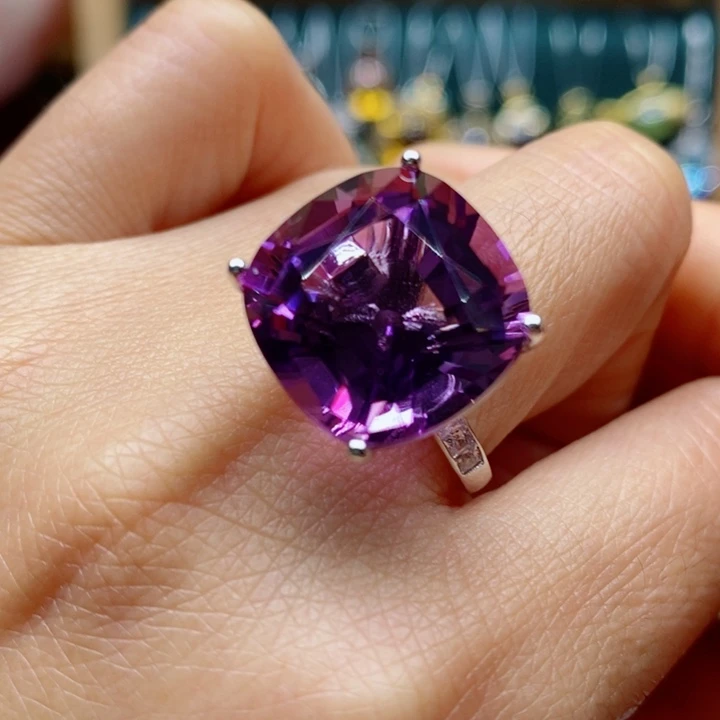 银S925镶嵌戒指水晶天然水晶戒指