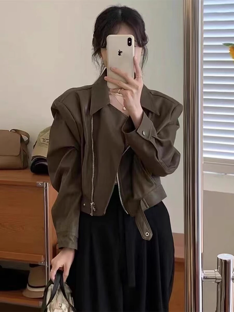 海宁正品爆款高端休闲女士皮衣2025新款短款宽松百搭气质洋气外套