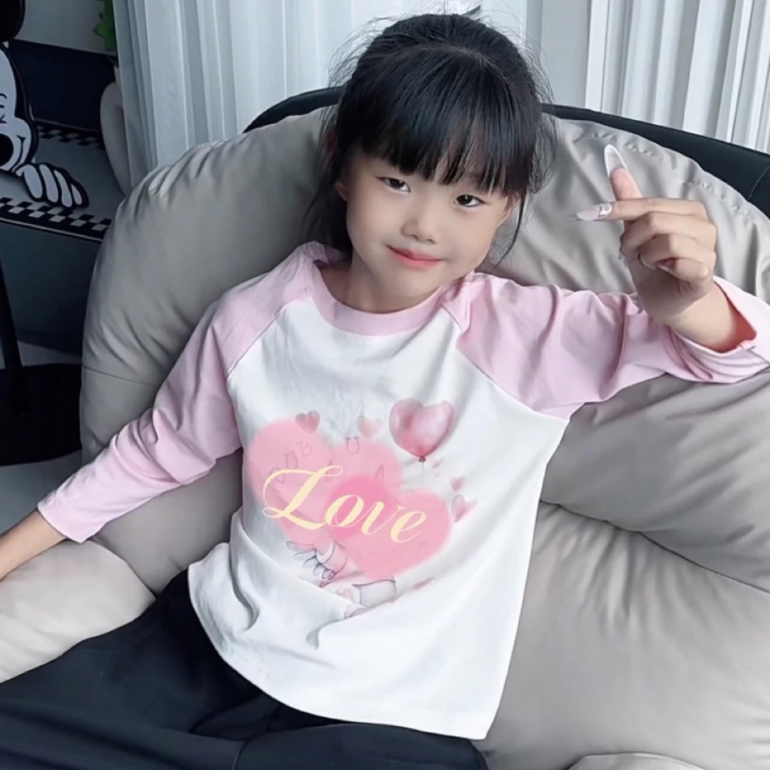 圆领长袖女孩春秋打底衫秋衣新款可爱卡通图案