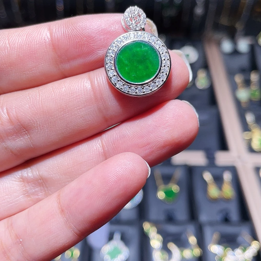 翡翠银S925镶嵌颈饰