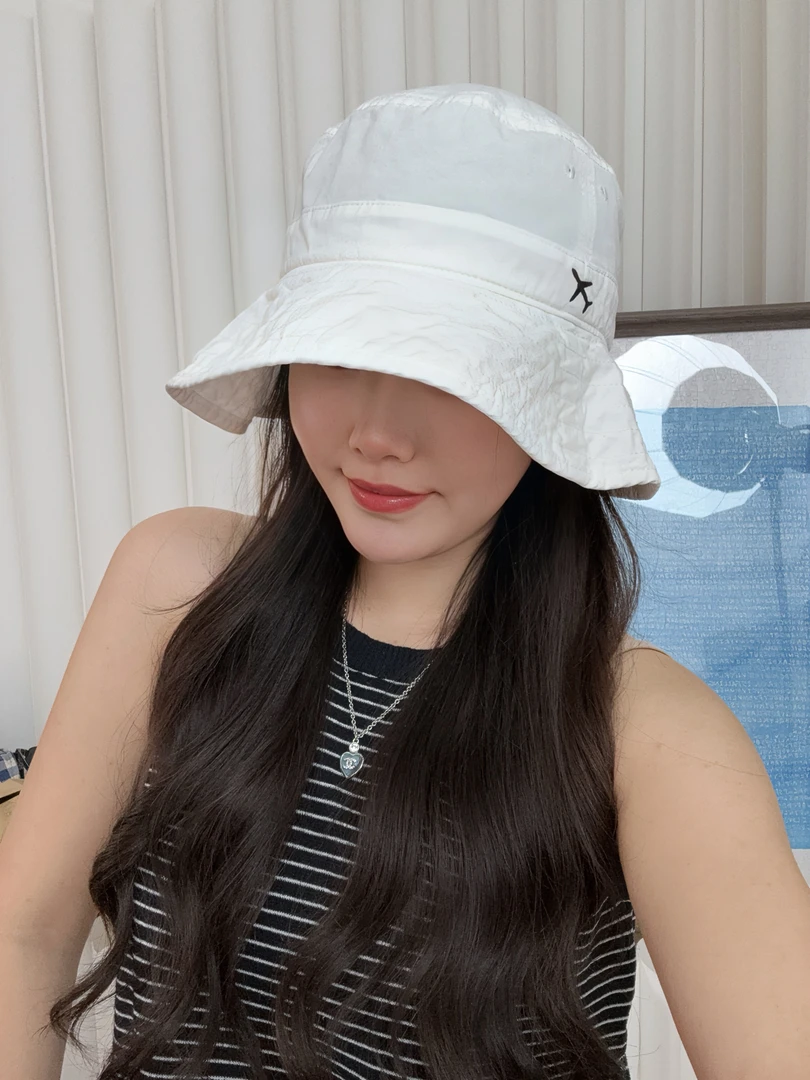 韩系ins飞机渔夫帽显脸小女夏高级感盆帽度假太阳帽水洗遮阳防晒