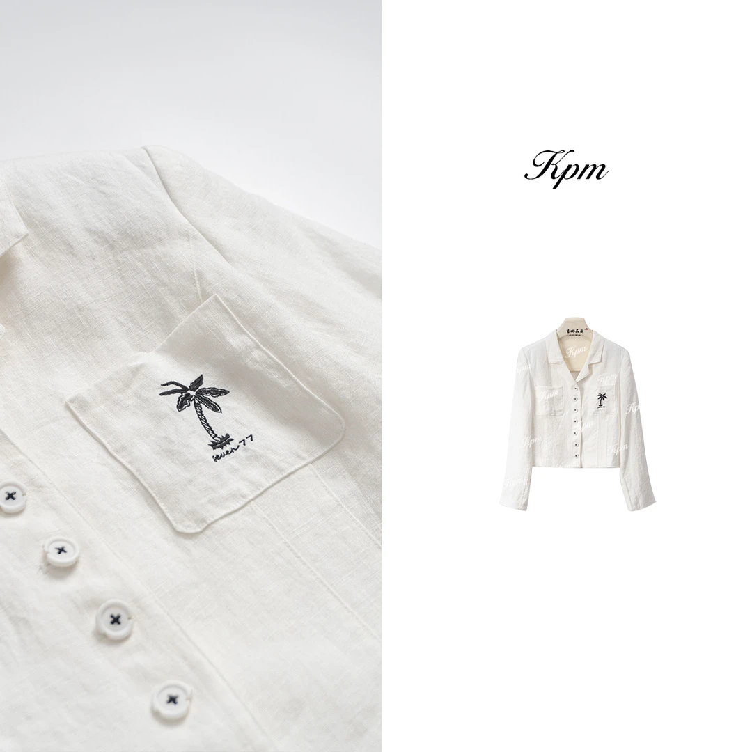 2025春夏新款小众白色上衣高级感刺绣时尚气质短款外套女JN7340