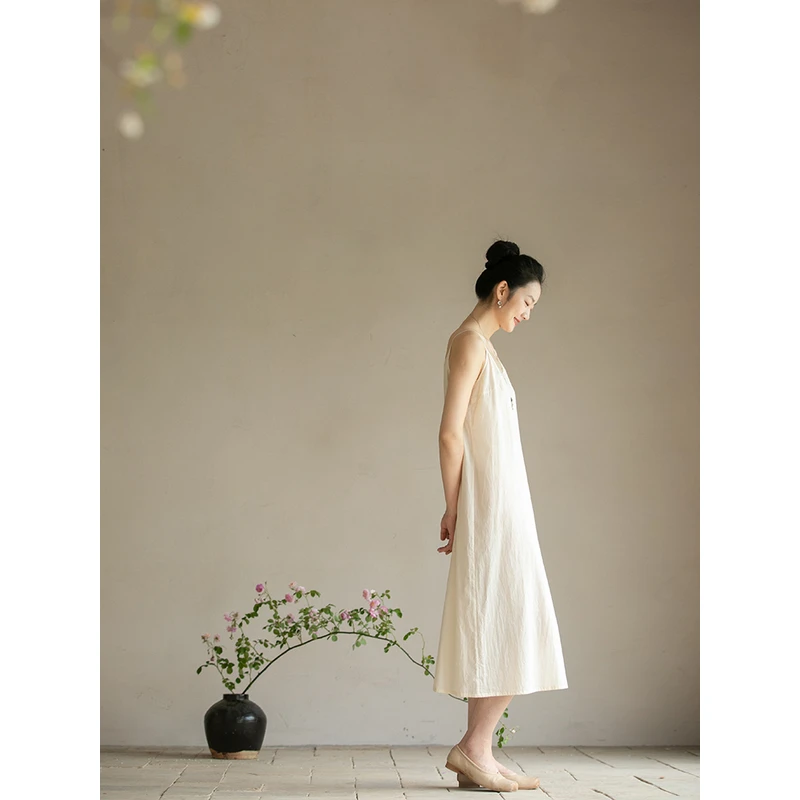 牧衣原创 净色棉吊带裙百搭 限量福利款 歆一