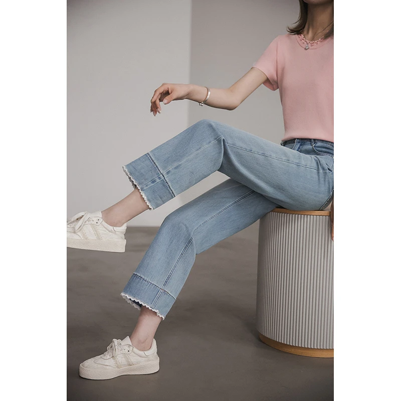 甜心牛仔裤女夏季2025爆款蕾丝花边时尚百搭出游 YG252427021