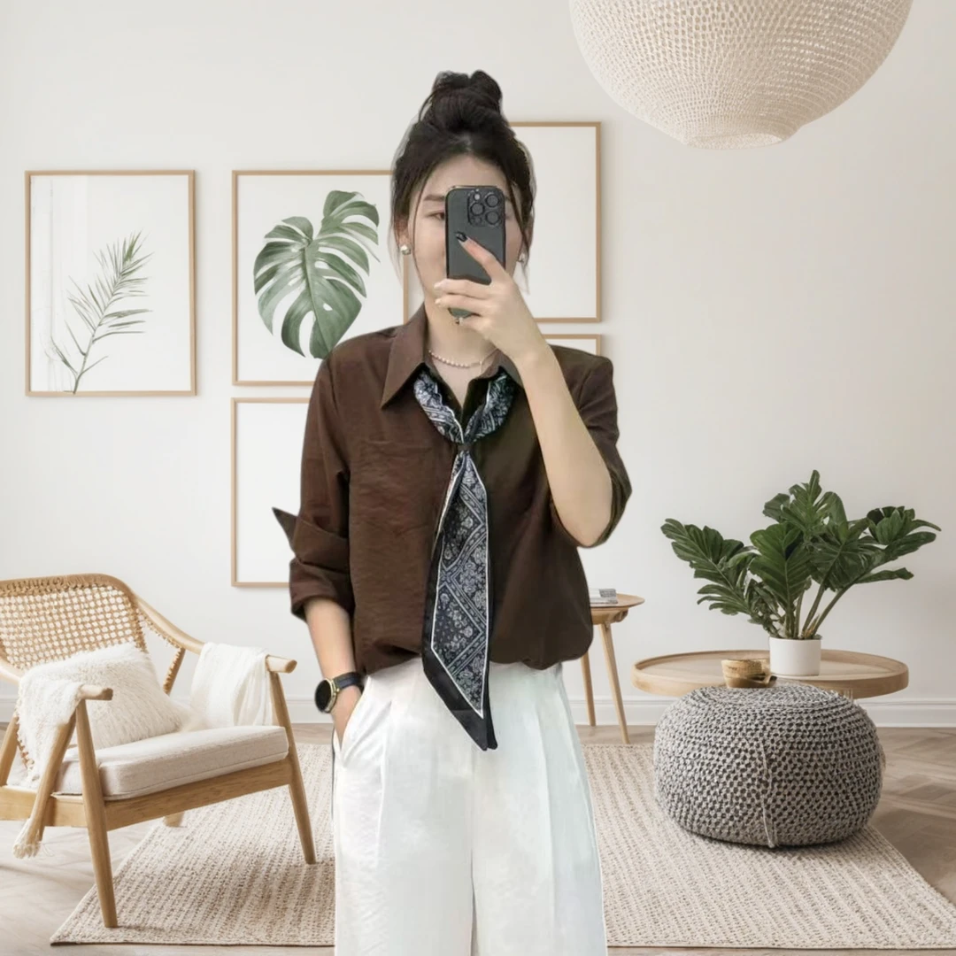 【清货福利】上衣衬衫丝巾系带翻领长袖百搭时尚秋季新款25085