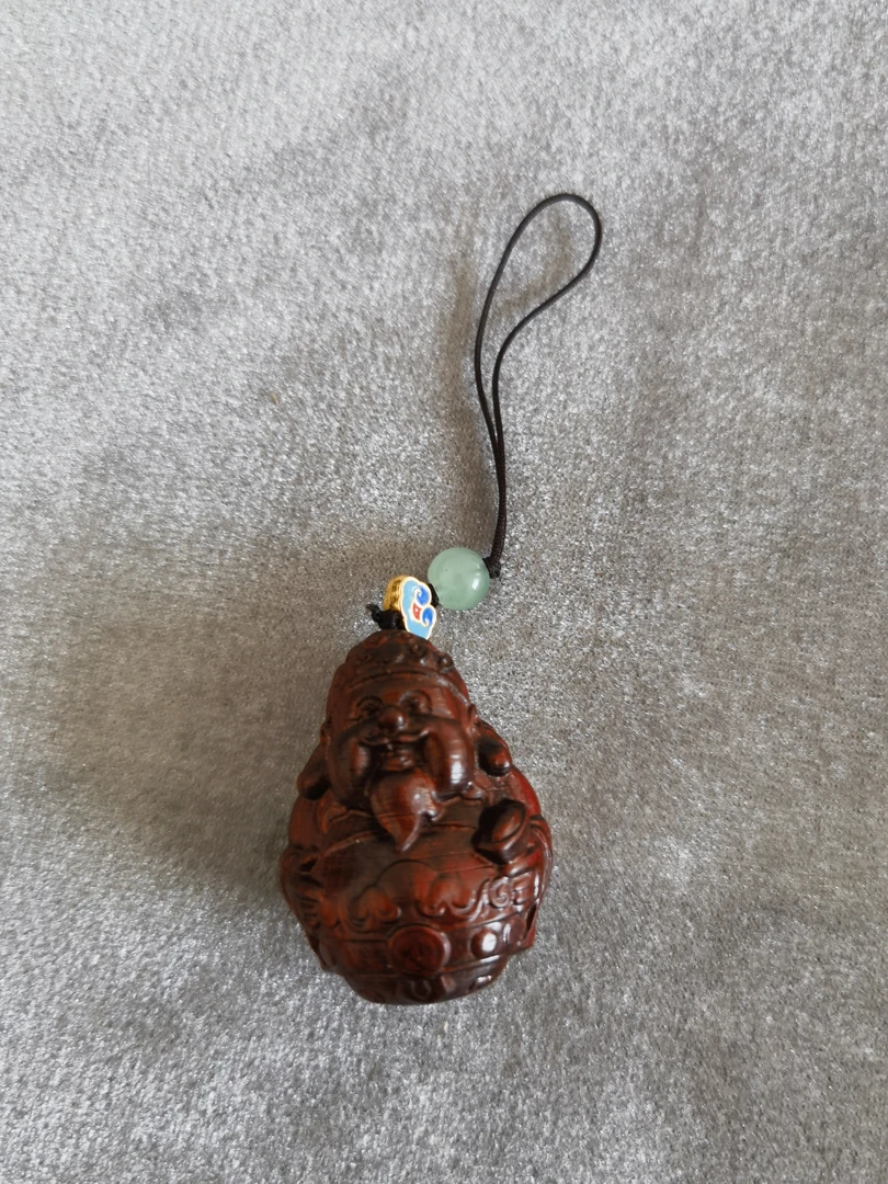 紫檀木财神  挂件 手把件