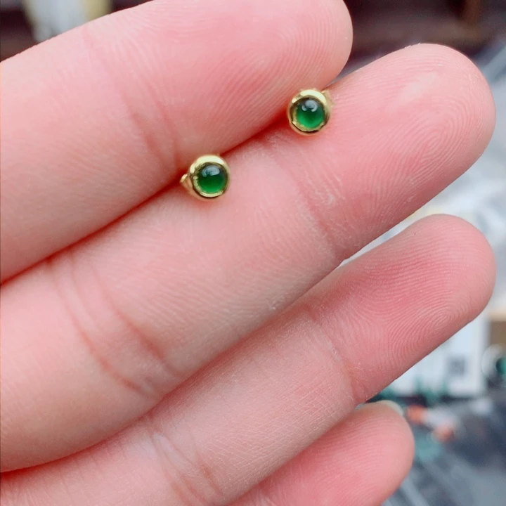 银S925镶嵌翡翠耳饰耳饰