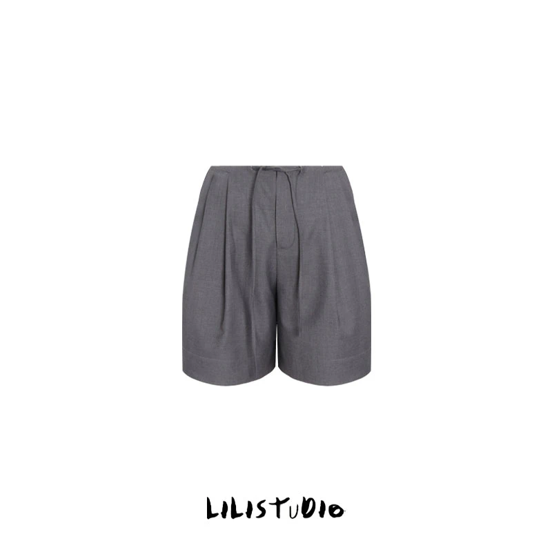 PCNY「浅灰谧语」不理理夏季新款女装洋气休闲抽绳短裤