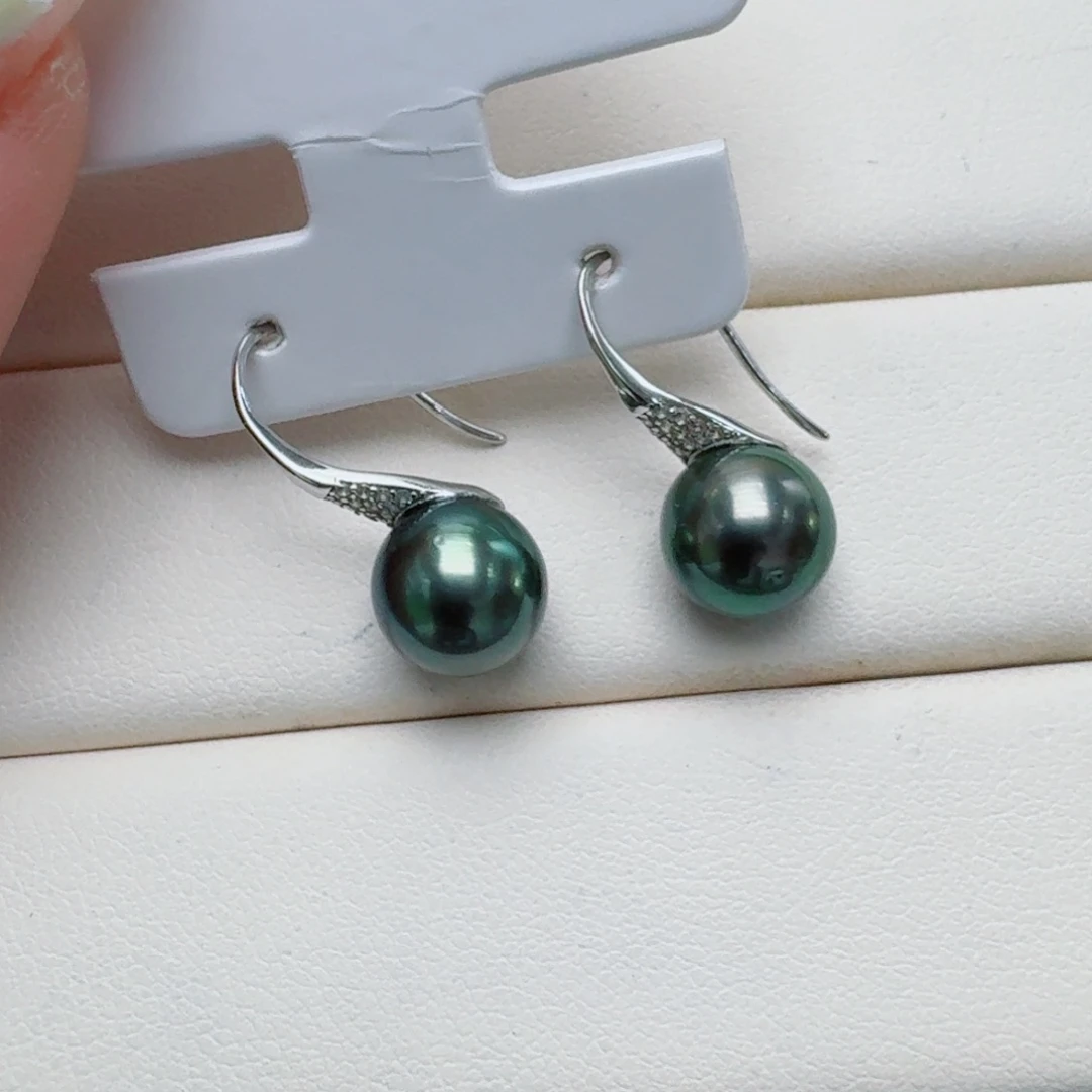 海水珍珠银S925镶嵌耳饰@@he219