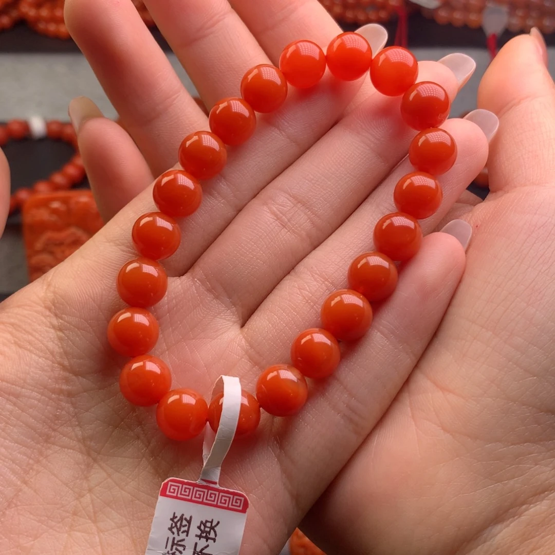 南红玛瑙未镶嵌9+柿子红手串