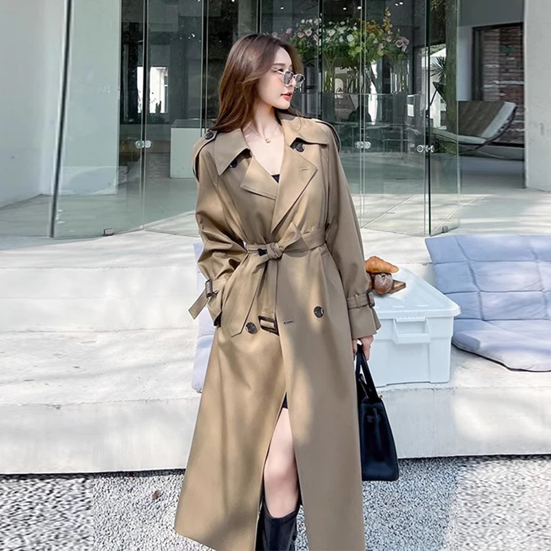 卡其色风衣外套女中长款2025春秋新款韩版宽松英伦风流行气质大衣