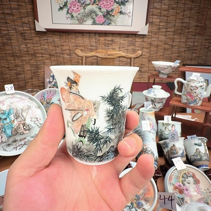 摆件陶景德镇手工手绘闻鸡起舞
