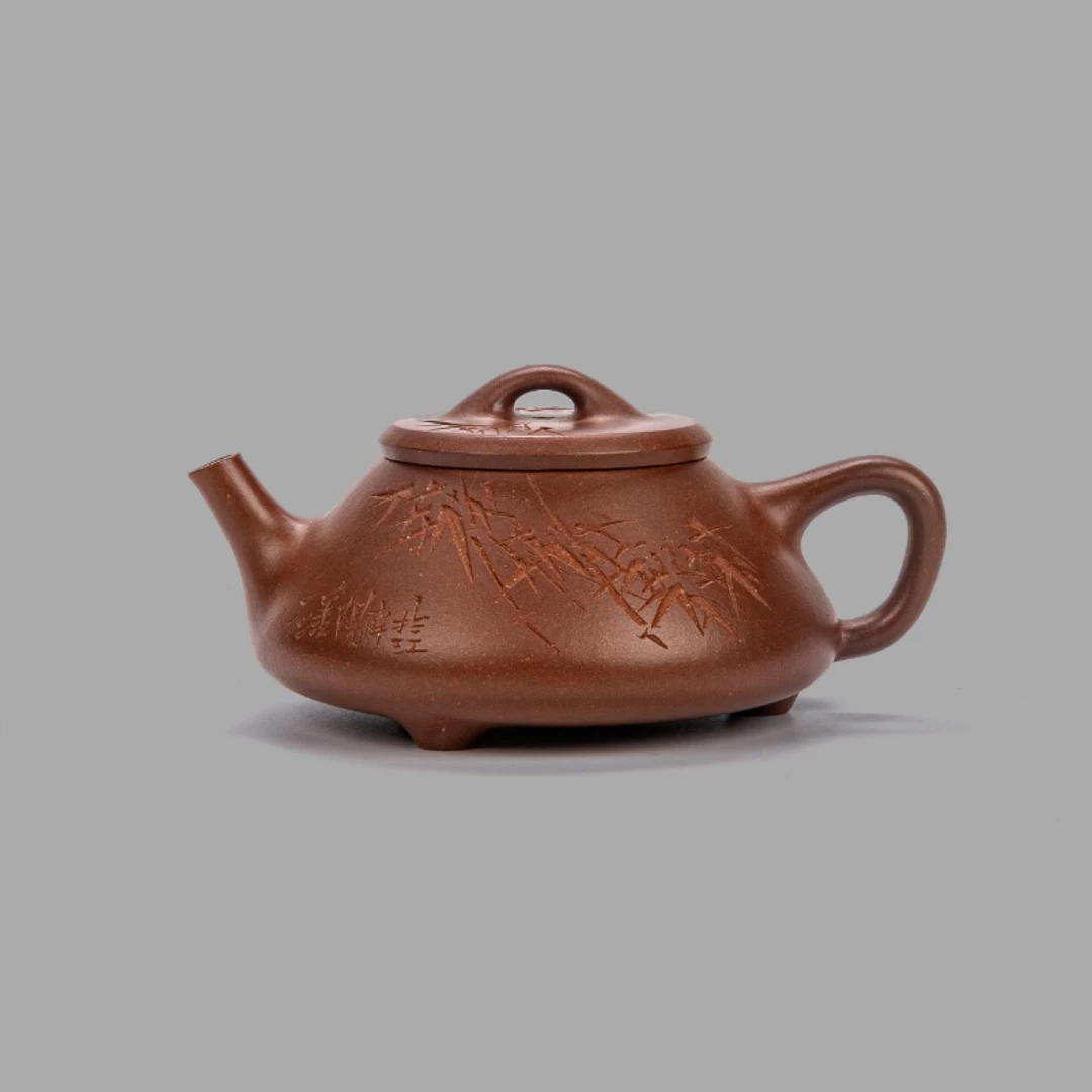 陈小平-任瓢刻竹 底槽清-170cc-内推 紫砂壶