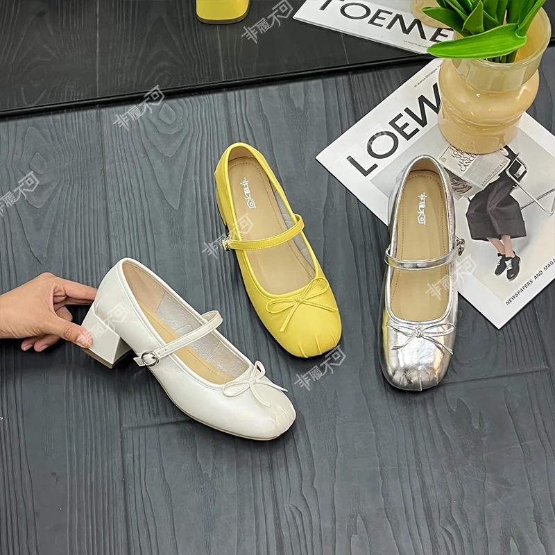 非履不可蝴蝶结软底法式女鞋单鞋高跟百搭舒适单鞋2025新款