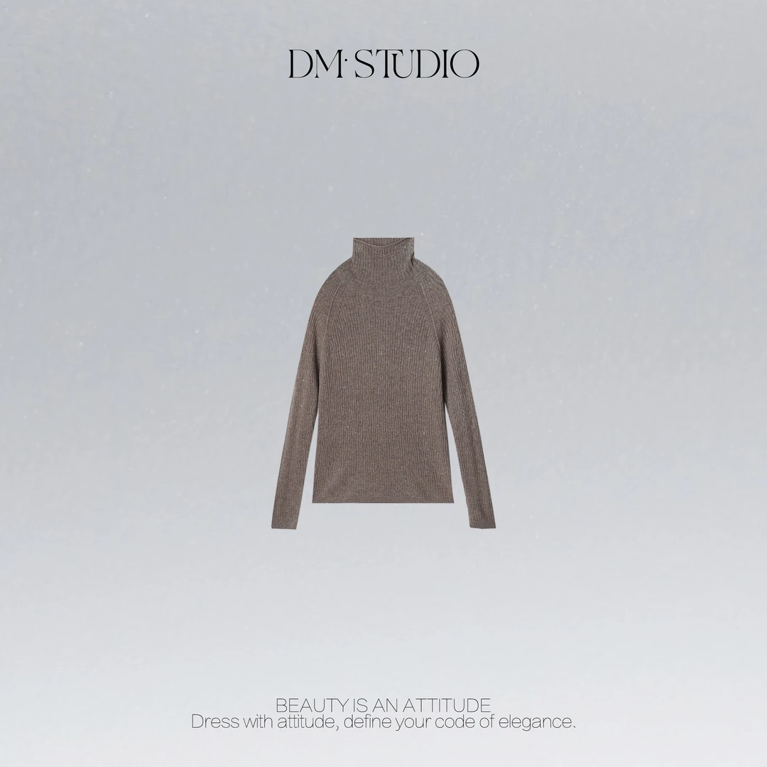 DEDM•STUDIO/极简慵懒100%羊毛亮片高领针织衫毛衣2507MY/230269