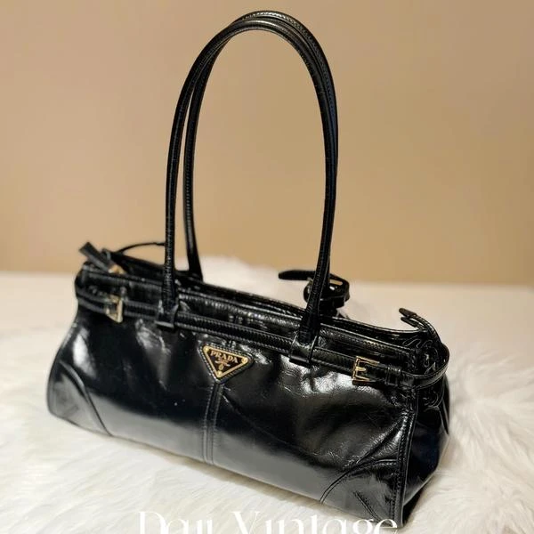 大吉中古/prada普拉达黑金soft lux法棍单肩包