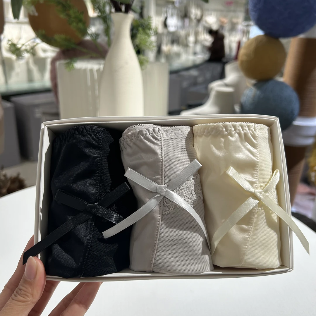 【三条装】君子兰中高腰舒适透气百棉底档蝴蝶结装饰（90-140可穿）