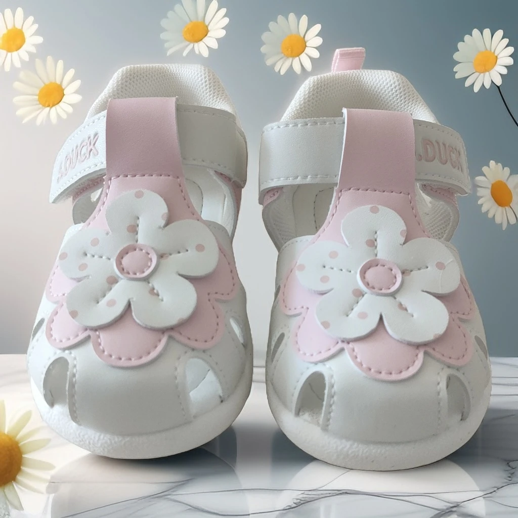 25X7378夏季女童透气防滑镂空包头学步公主凉鞋