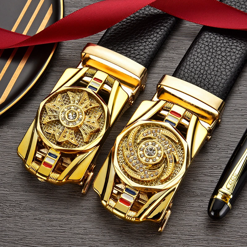 时来运转皮带男士PU铁扣自动扣腰带年轻人潮流商务网红直播批腰间