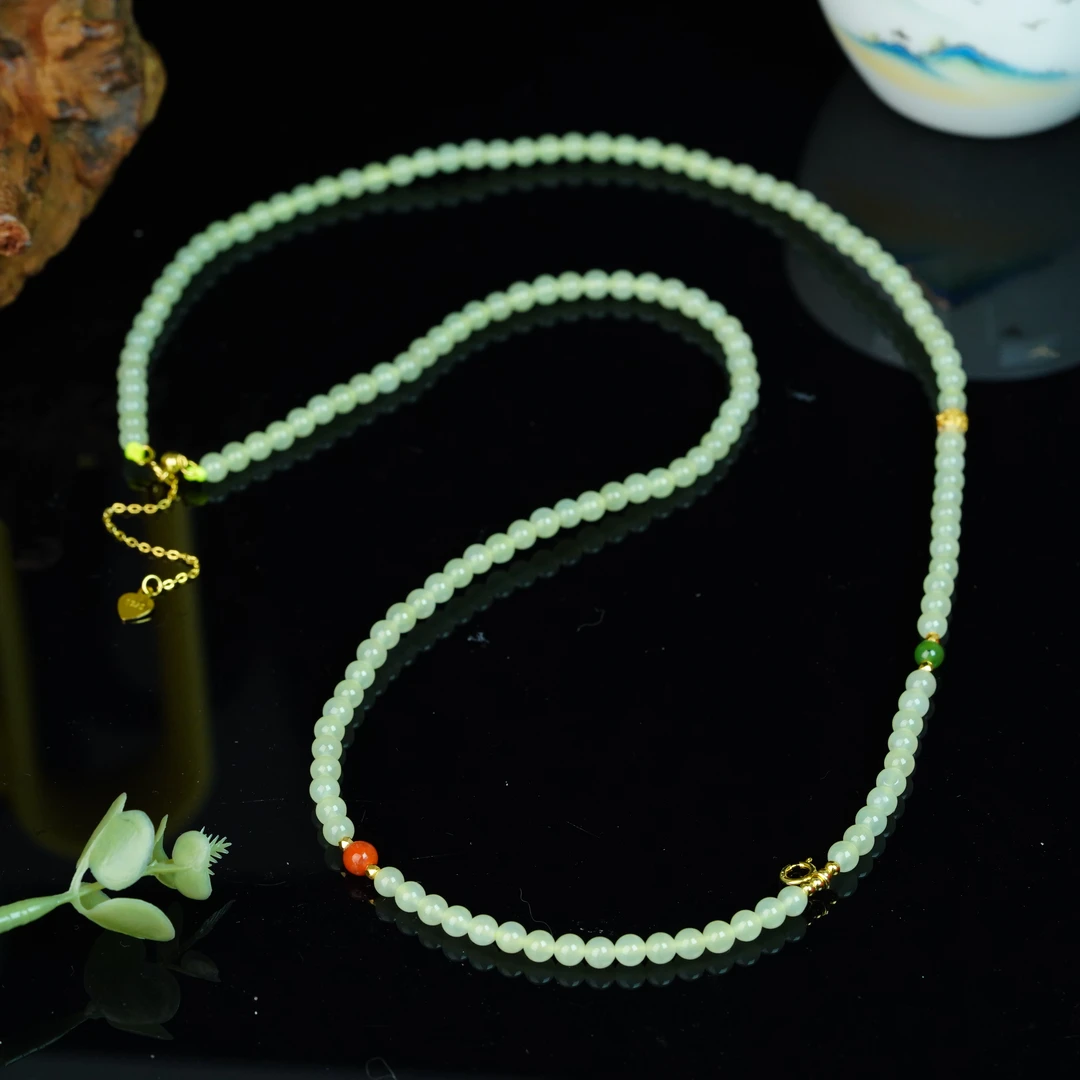 【小北好物】和田玉DIY项链约3.5mm+【多样性发一件】QH16X598
