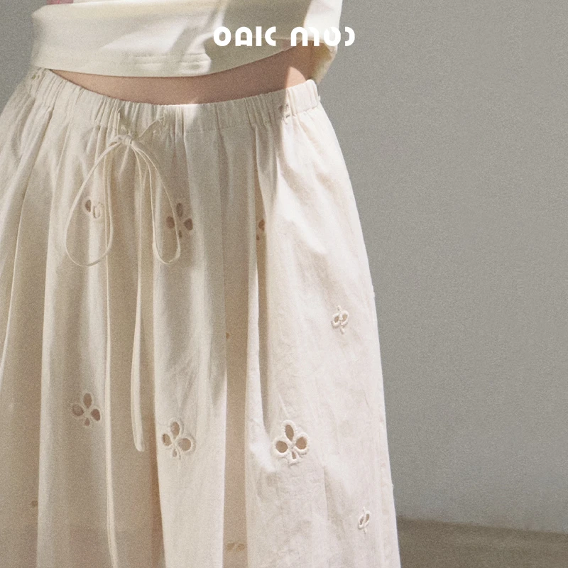 OAKMOO/ "给自己的情书" 全棉镂空绣花度假休闲裤