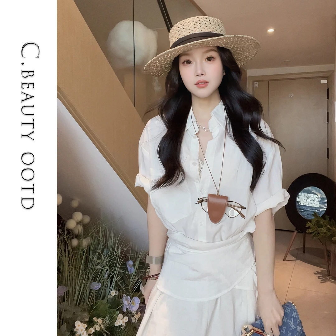 2025新款气质天丝亚麻绑带连衣裙女