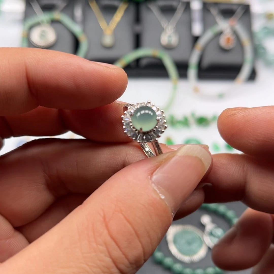 翡翠银S925镶嵌戒指福利