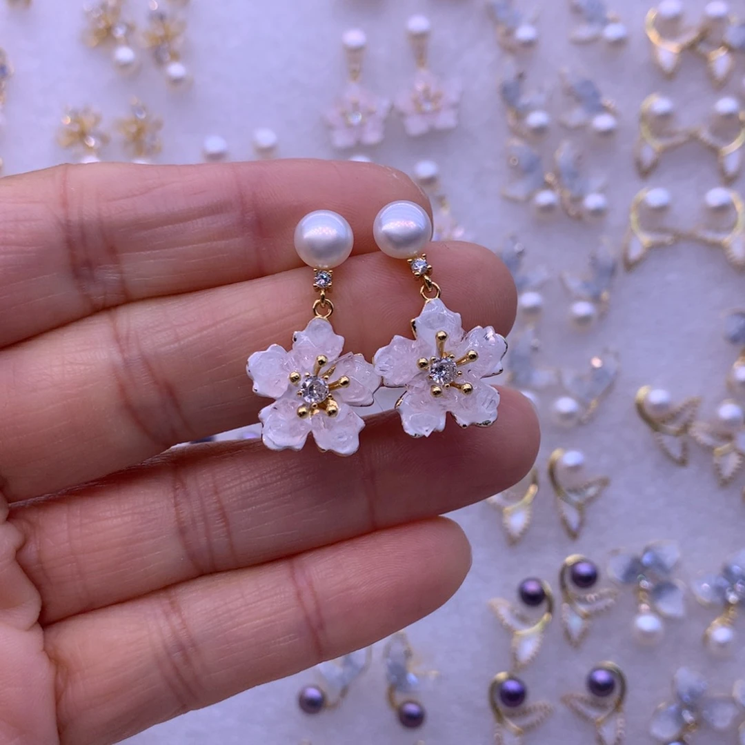 淡水珍珠耳饰合金