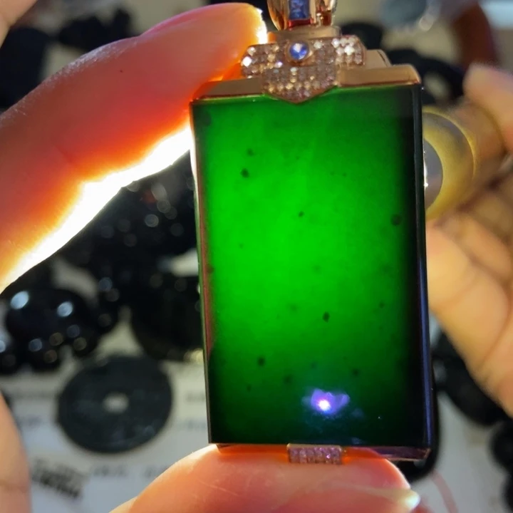 翡翠18K金镶嵌颈饰墨翠