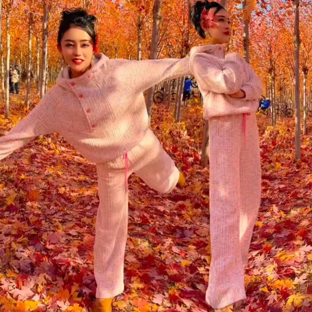 冬季女运动套装韩版时尚冬季新款宽松休闲显瘦洋气连帽上衣直筒裤