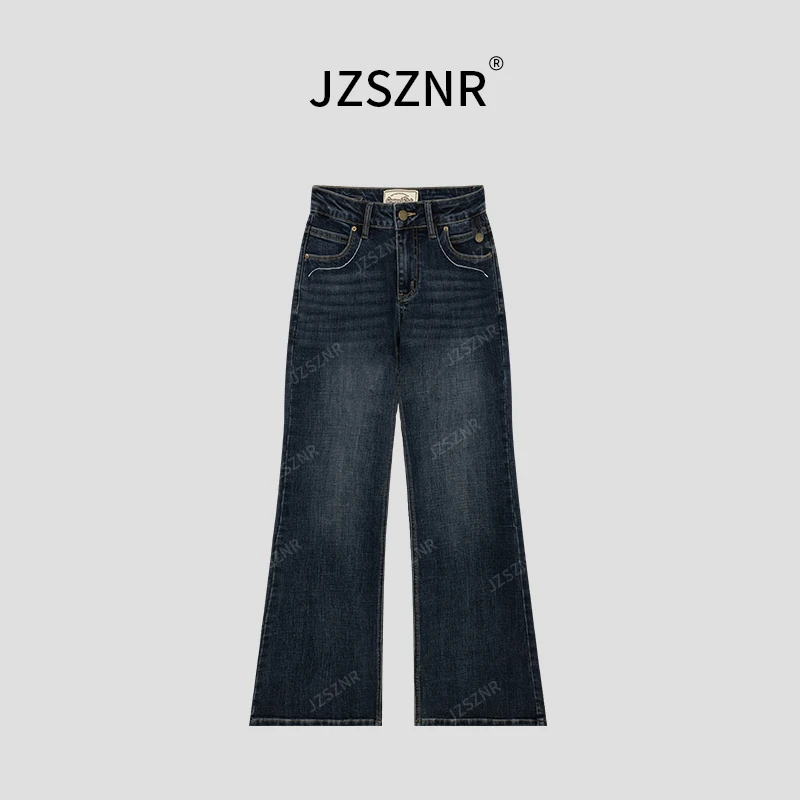 橘子树在哪儿美式复古阔腿牛仔裤女宽松显瘦垂感微喇直筒裤牛仔裤