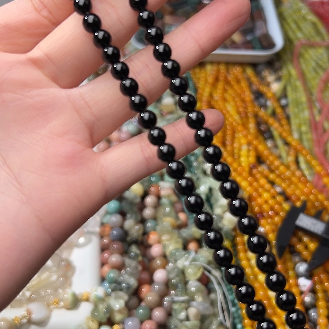 玛瑙/玉髓合金珠宝半成品G520。6mm天然红玛瑙圆珠一条