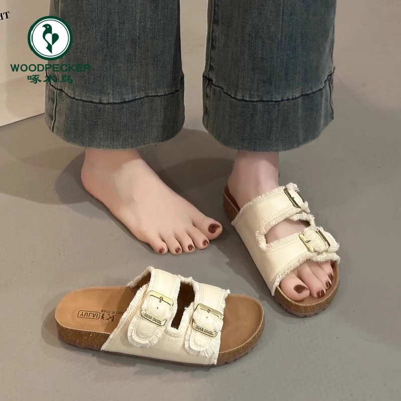 啄木鸟厚底拖鞋女夏外穿2025新款超火高级感爆款沙滩勃肯凉拖鞋