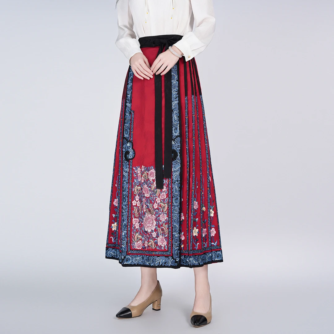 【繁花第三代】中式汉服重工刺绣高定半裙繁花重工马面裙BCL19752