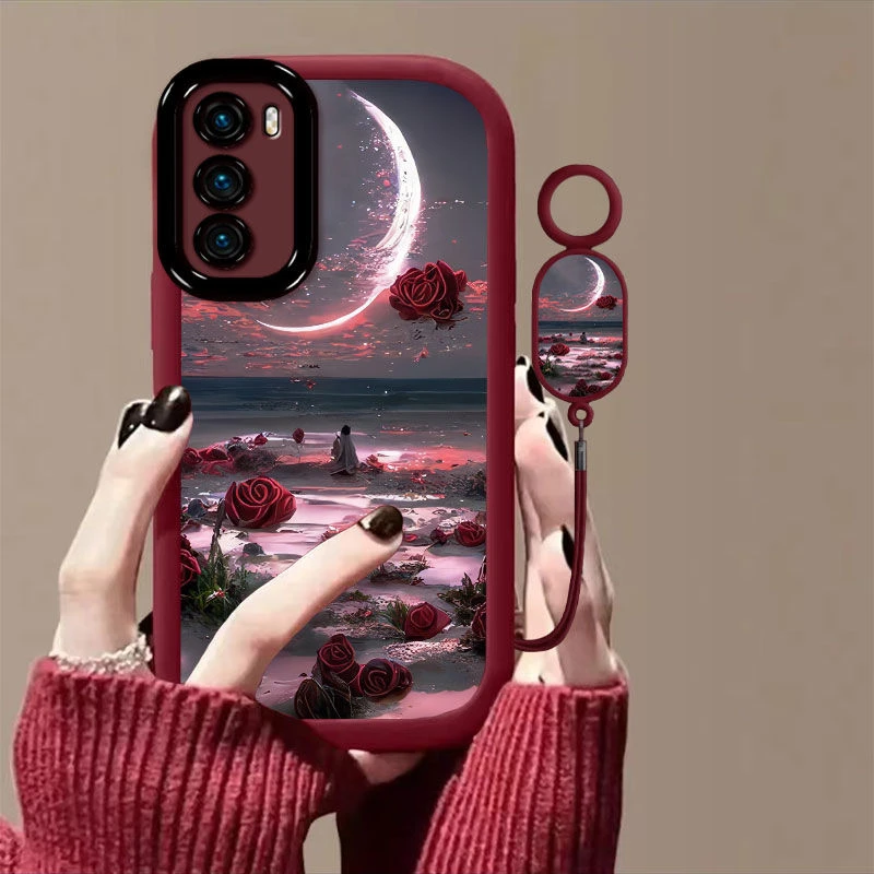 伴月玫瑰适用华为p40/p40pro手机壳防摔p40pro+全包小众潮牌软壳