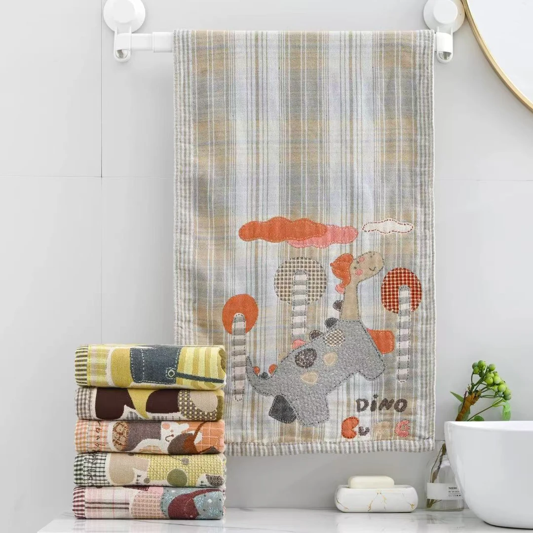 【3条装】35/75可爱卡通四层纱布大毛巾