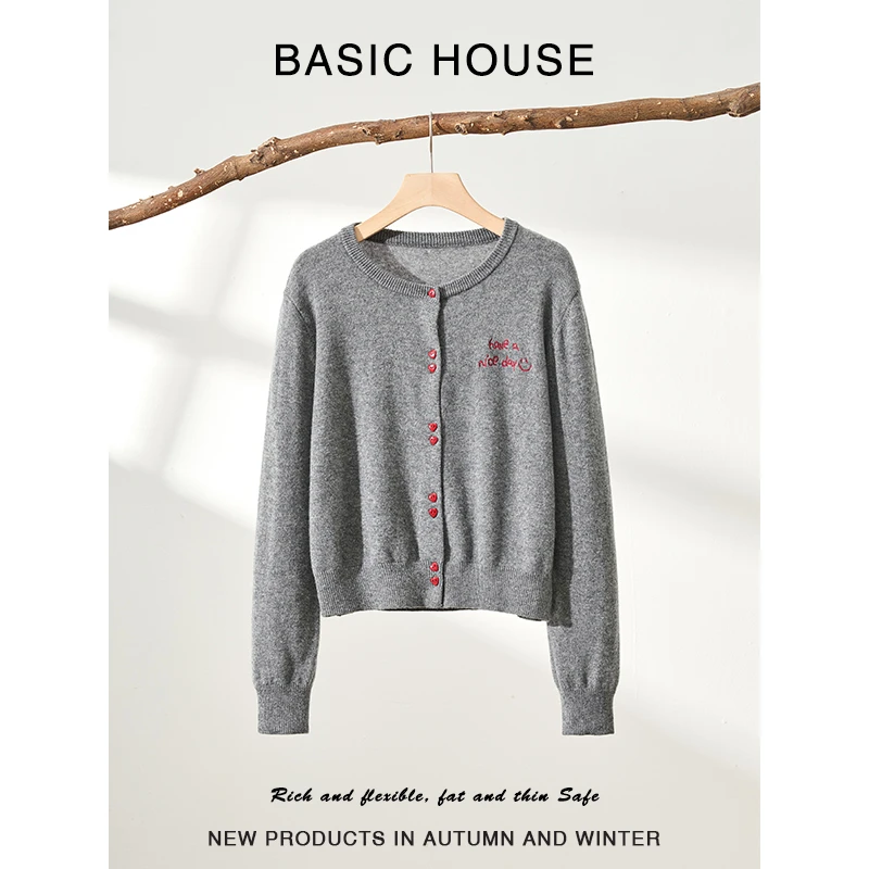 Basic House/百家好秋季新款单排扣针织开衫B1194B58502