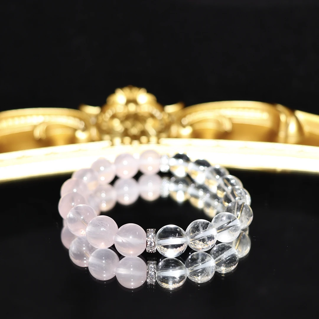 【柔情】天然白水晶+粉水晶手串多样性发货R111