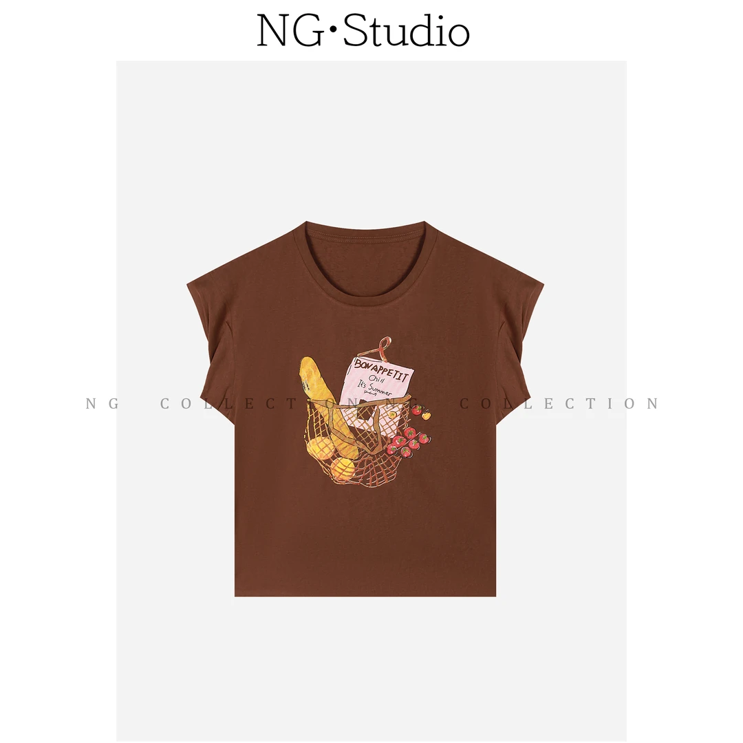 【NG·Studio】圆领卡通印花T恤宽松显瘦百搭上衣NGX5TX3005