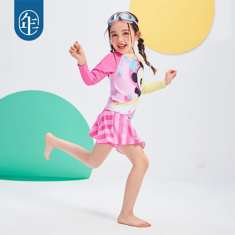 【盼达乐园】年衣童装男女童分体泳衣卡通多巴胺泳装长袖两件套装